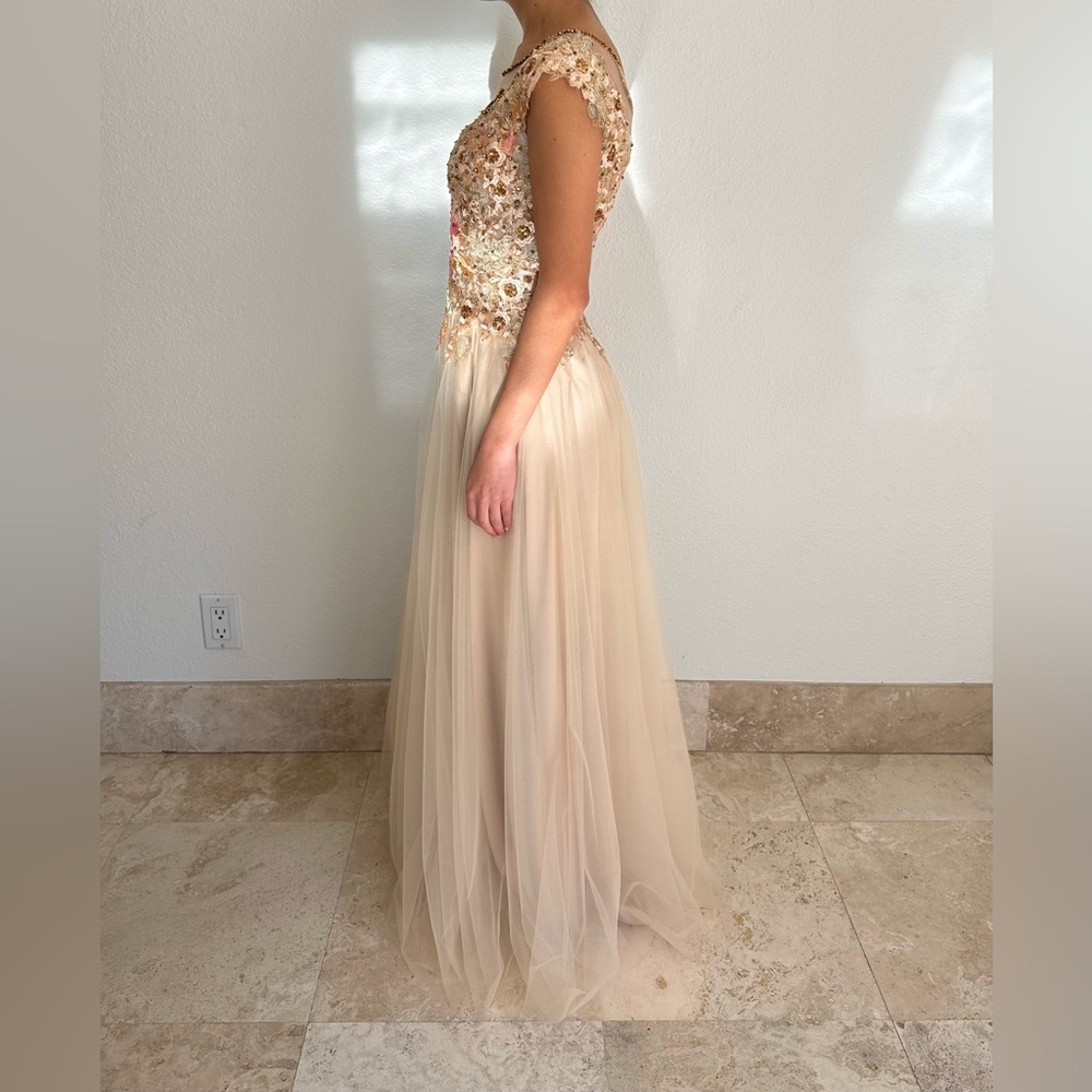 Gold Custom Made Prom Dress Extra Small